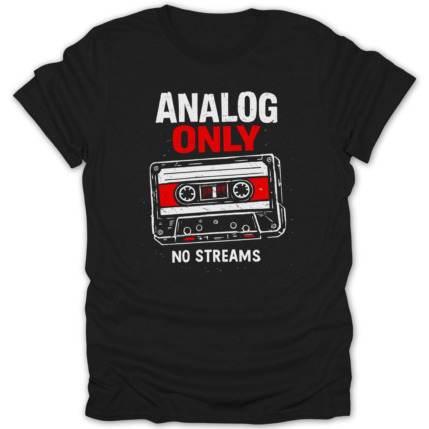 Analog Only No Streams Cassette Tape Graphic T-Shirt