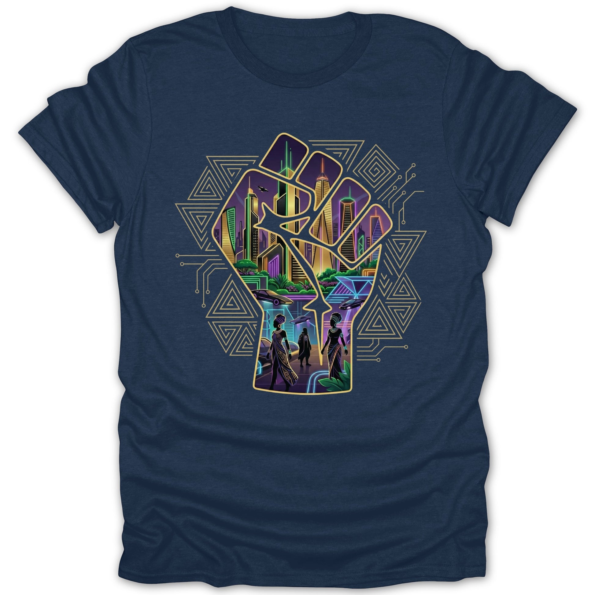 Futuristic Urban Design Fist Graphic on T-Shirt