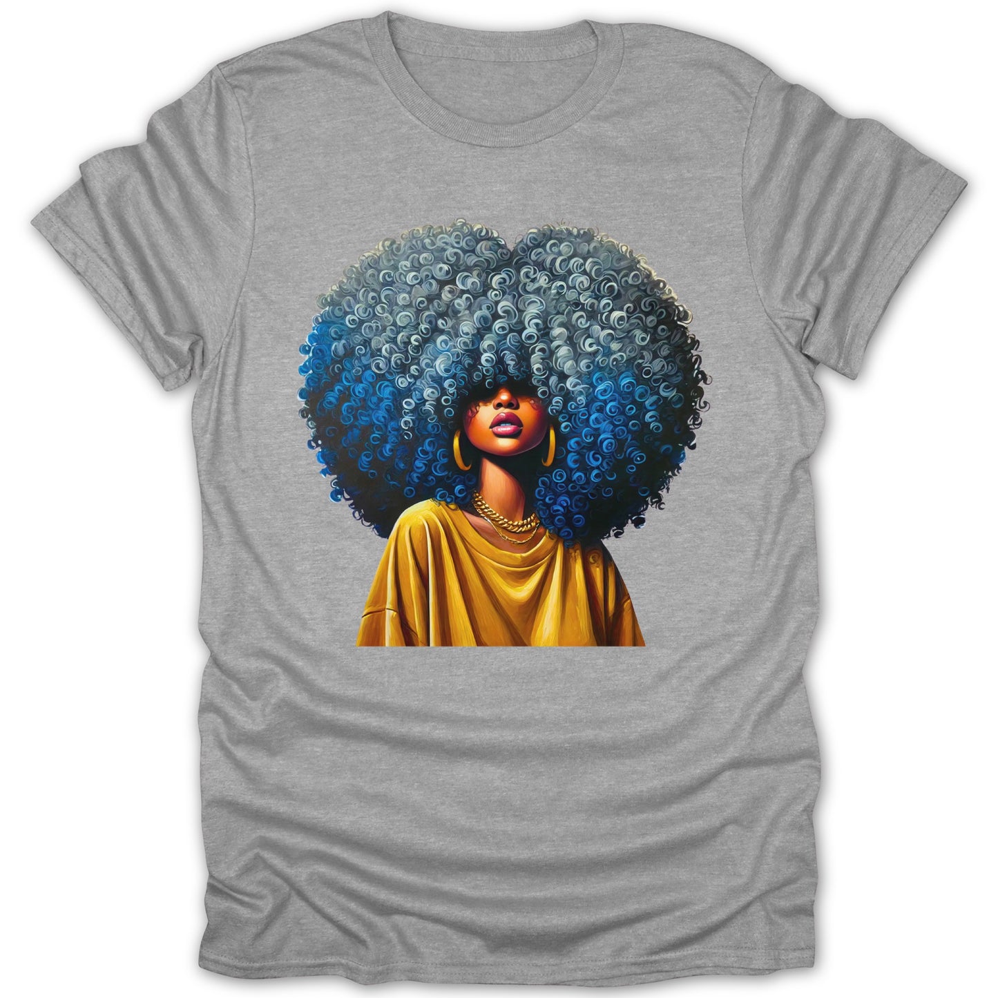 Curly Blue Afro Art Design Unisex Graphic Tee product