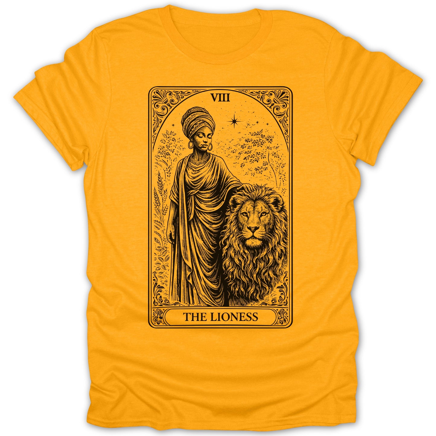The Lioness VIII Artwork on Vibrant Yellow Shirt