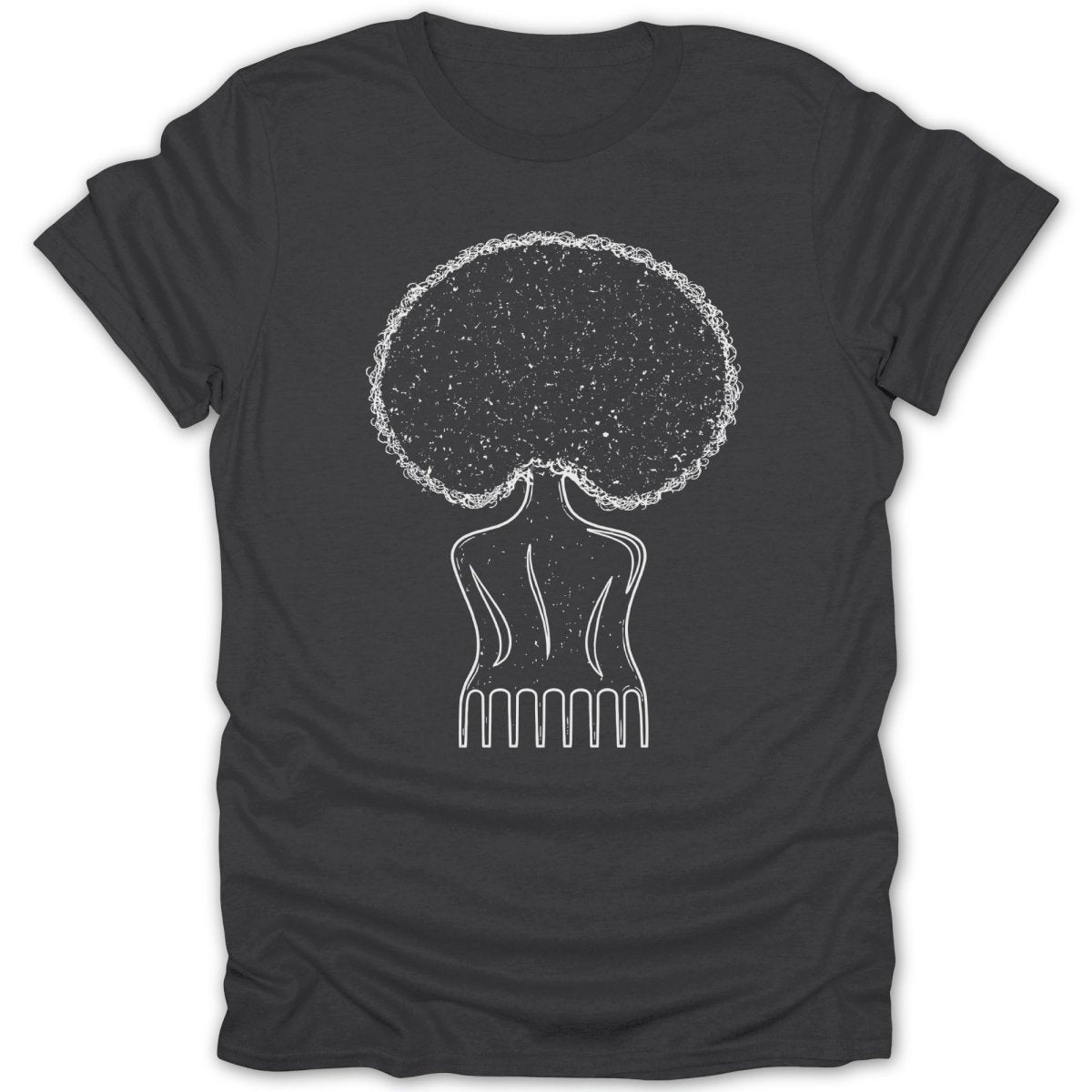 Afro Pick Girl Outline Tee - Zion Threadz