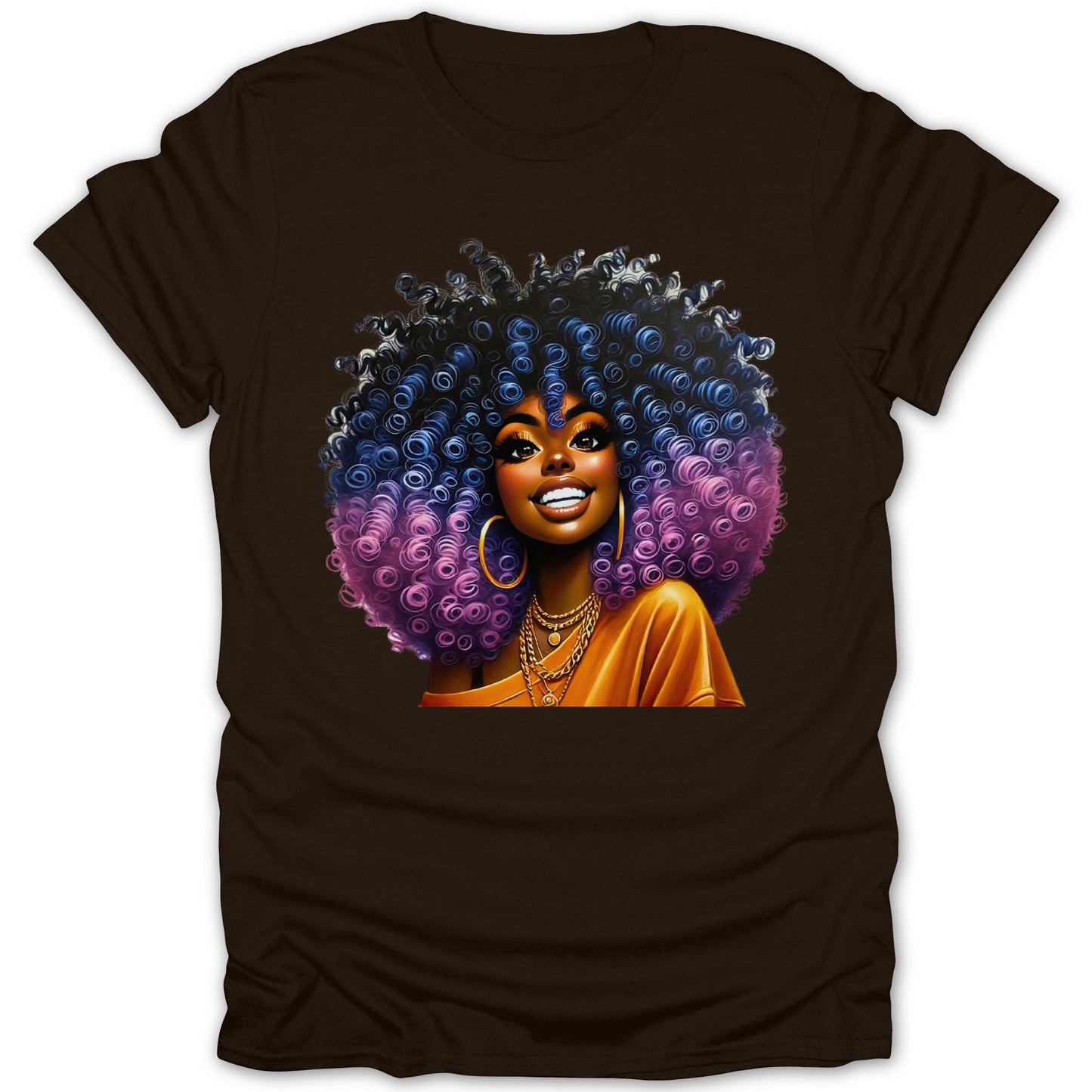 Colorful Afro Lady Graphic Printed Shirt product type