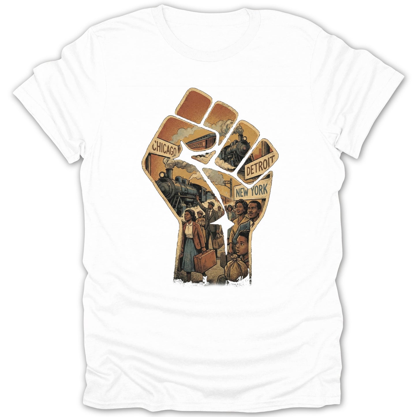 Artistic Fist with City Names Graphic T-shirt