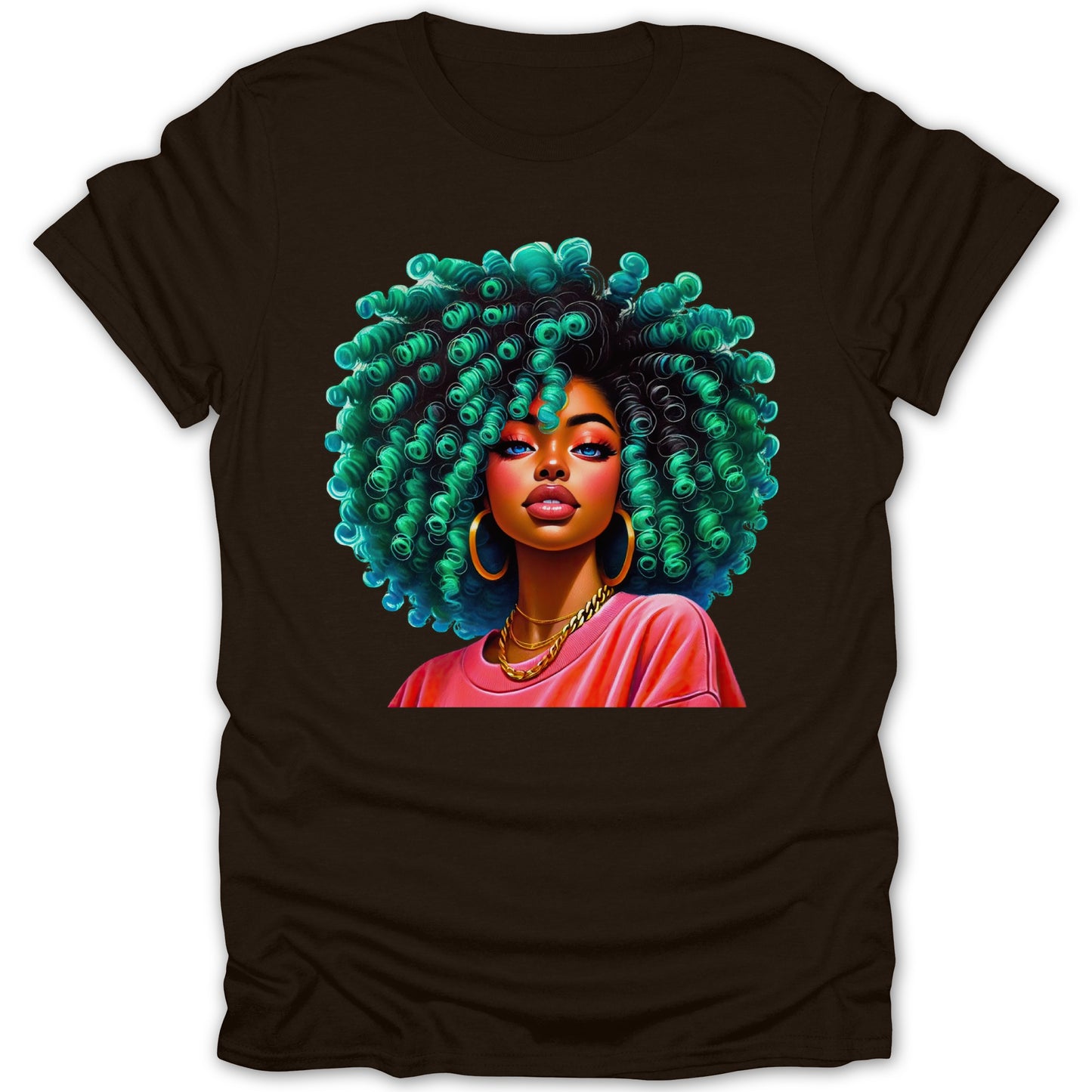 Vibrant Artistic Curly Hair Woman Graphic T-shirt product type