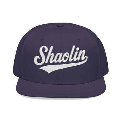 Dark purple baseball cap with "Shaolin" embroidered in white script.