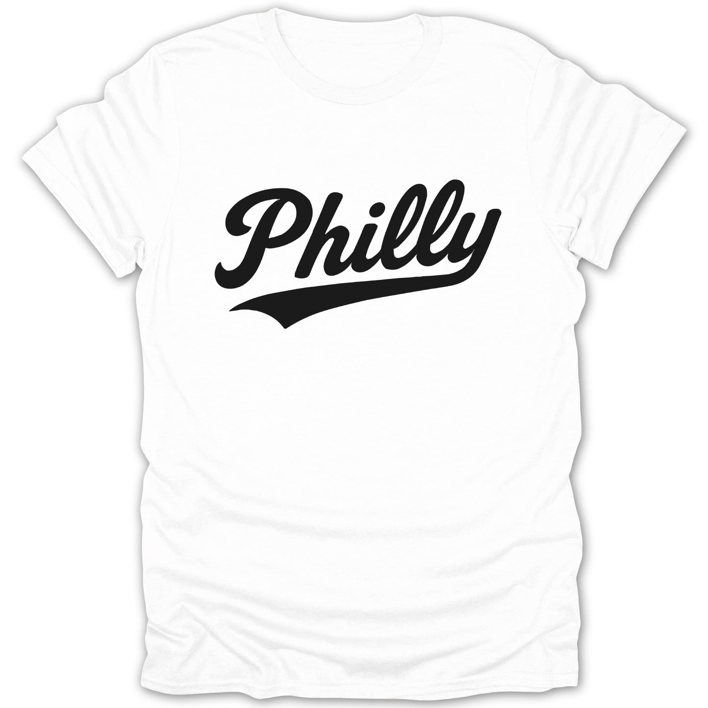 Philly Script Design on White T-shirt product type