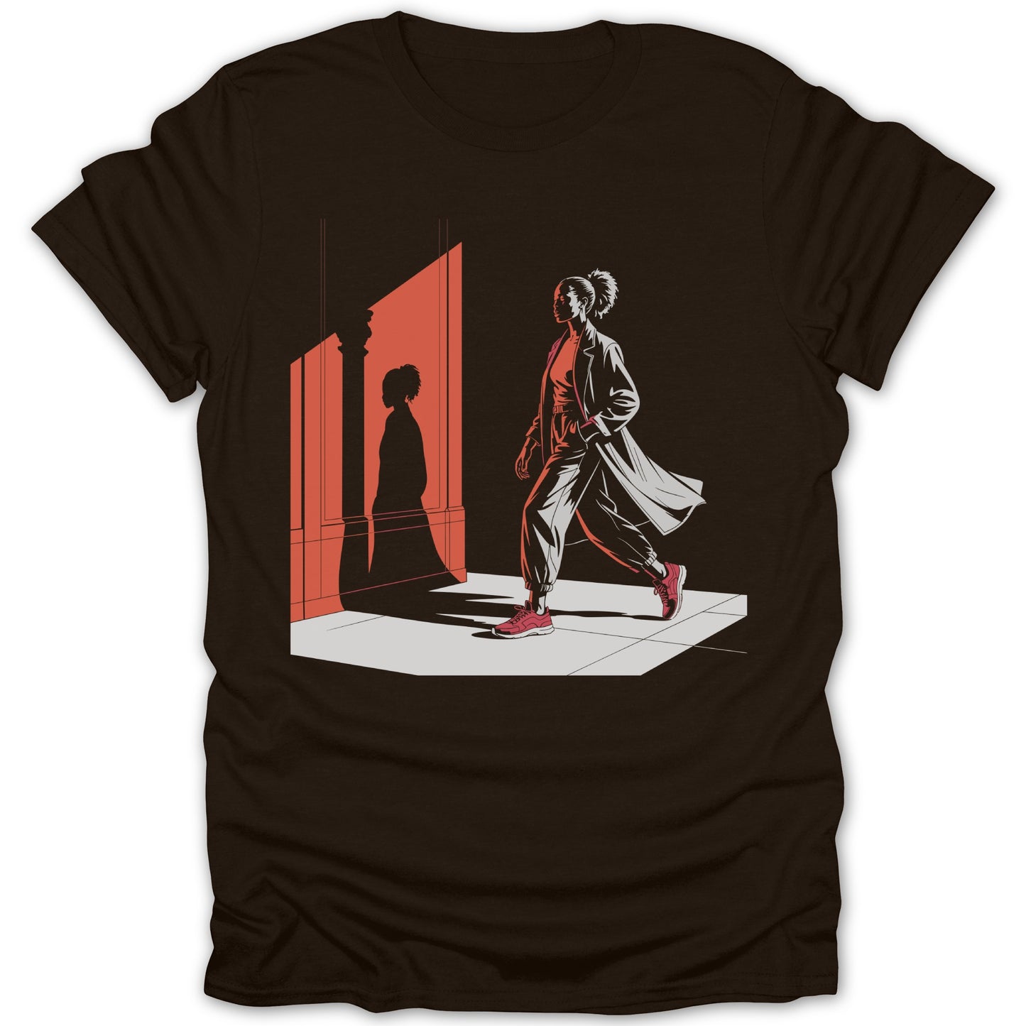 Woman Walking with Shadow Printed T-shirt product type