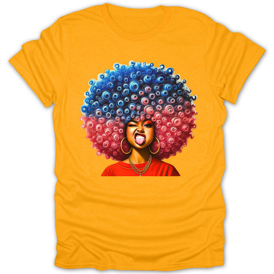 Bold and Colorful Curly Hair Design T-Shirt product type