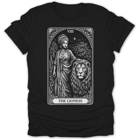 Tarot Card Style Lioness Graphic Art T-shirt