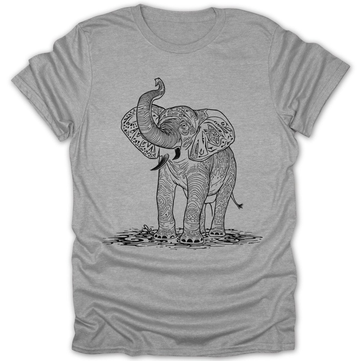 Ornate Elephant Line Art Tee - Zion Threadz