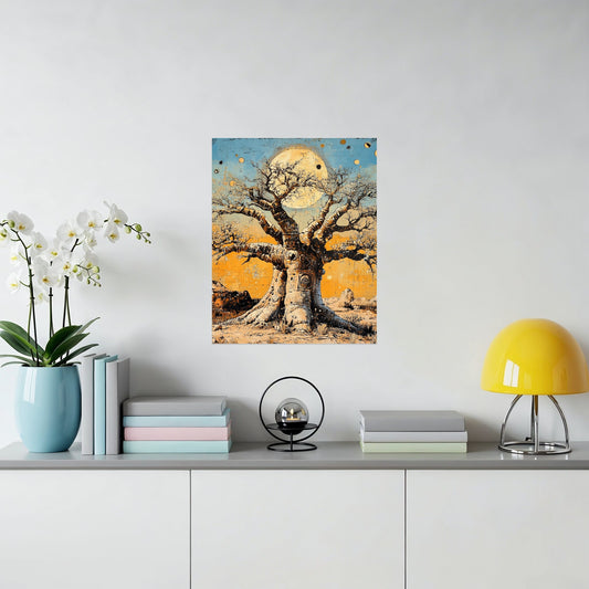 Vintage Tree and Moon Artistic Poster Wall Art product