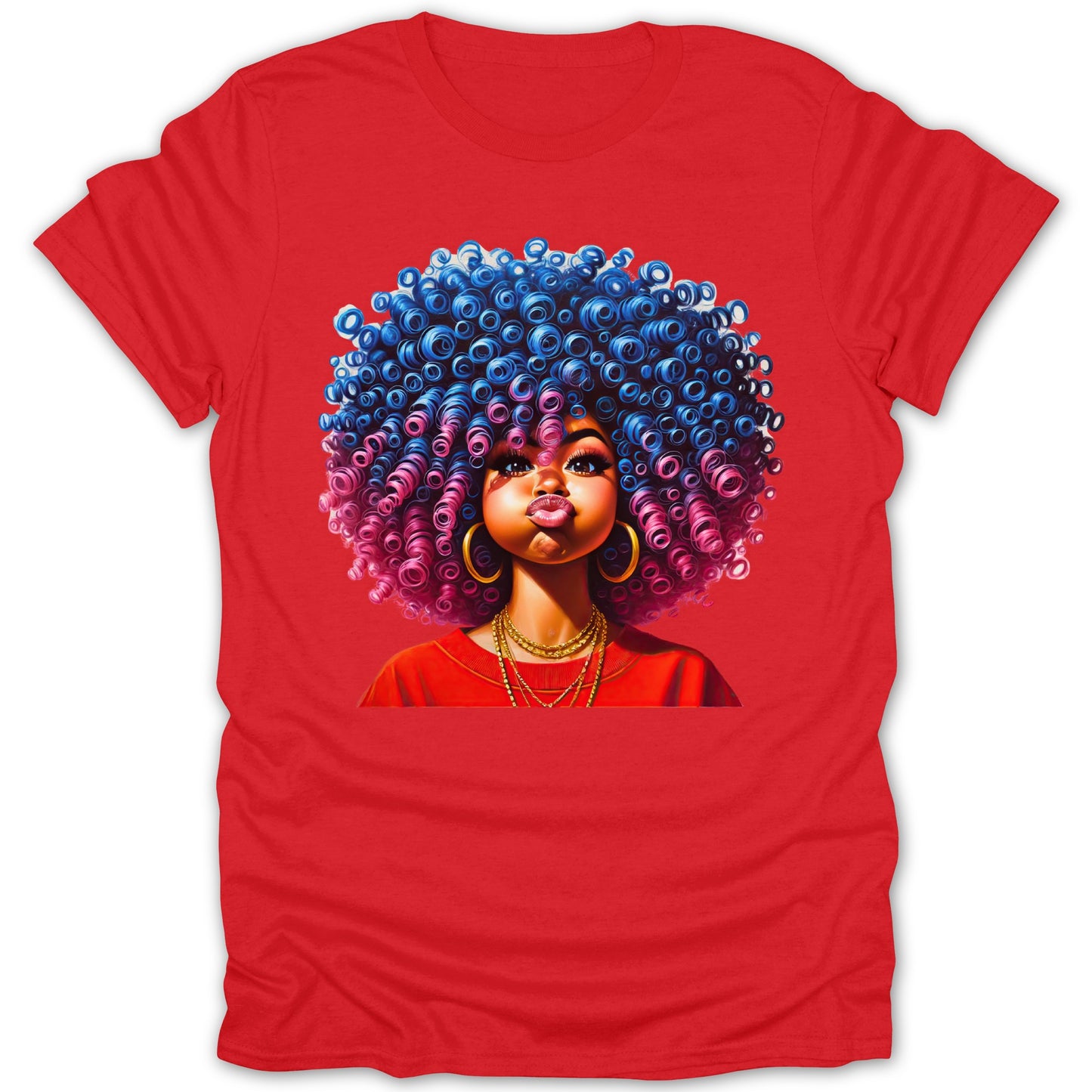 Colorful Curly Haired Girl Graphic Printed Tee product