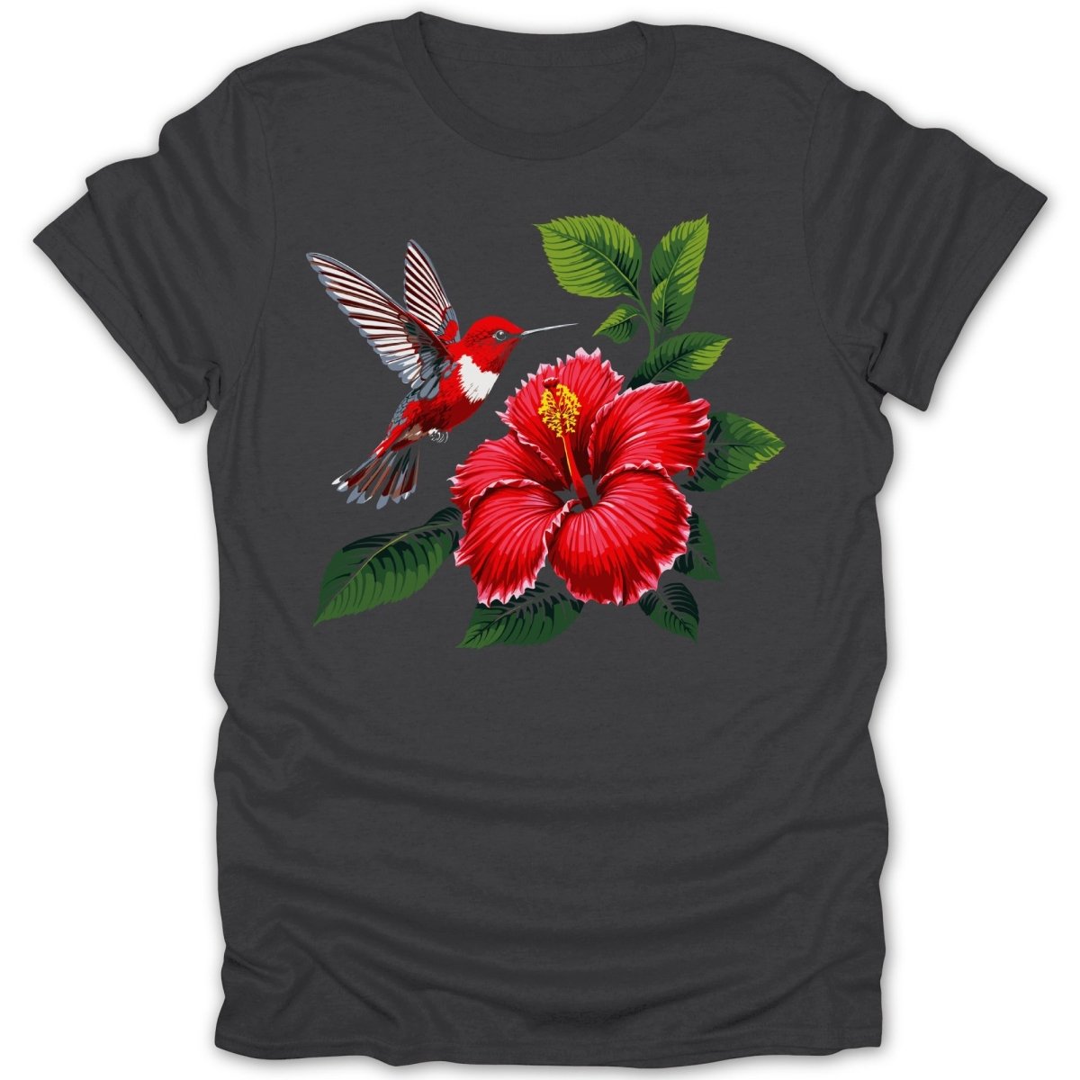 Hummingbird Hibiscus Floral Tee - Zion Threadz