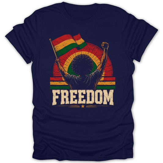 Juneteenth Freedom Raised Flag Tee - Zion Threadz