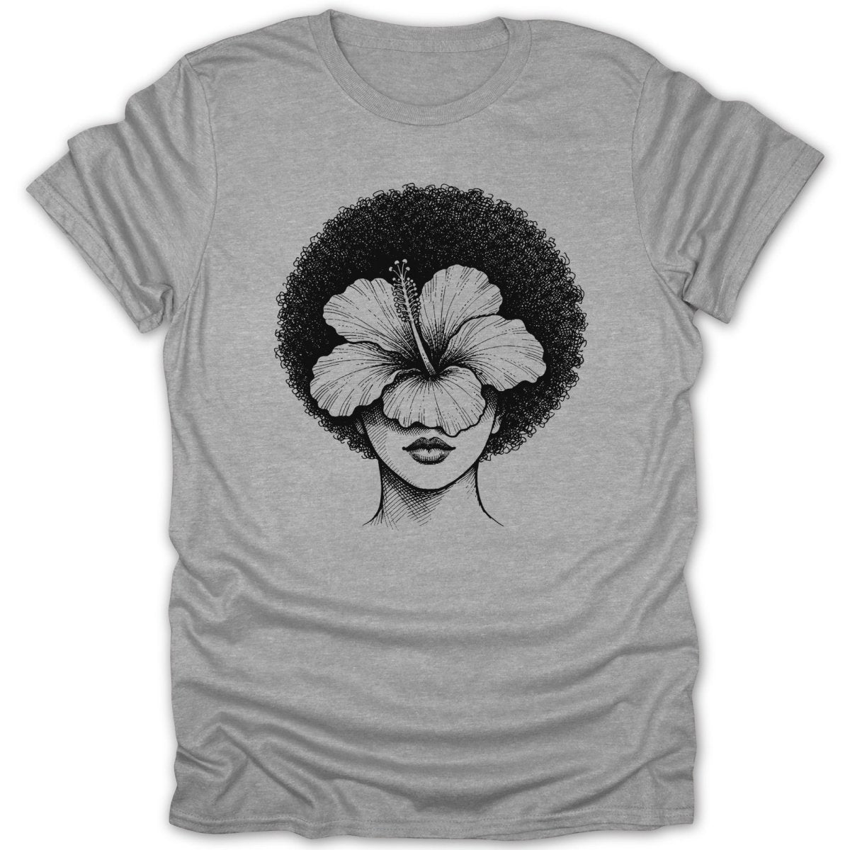 Afro Woman Hibiscus Tee - Zion Threadz
