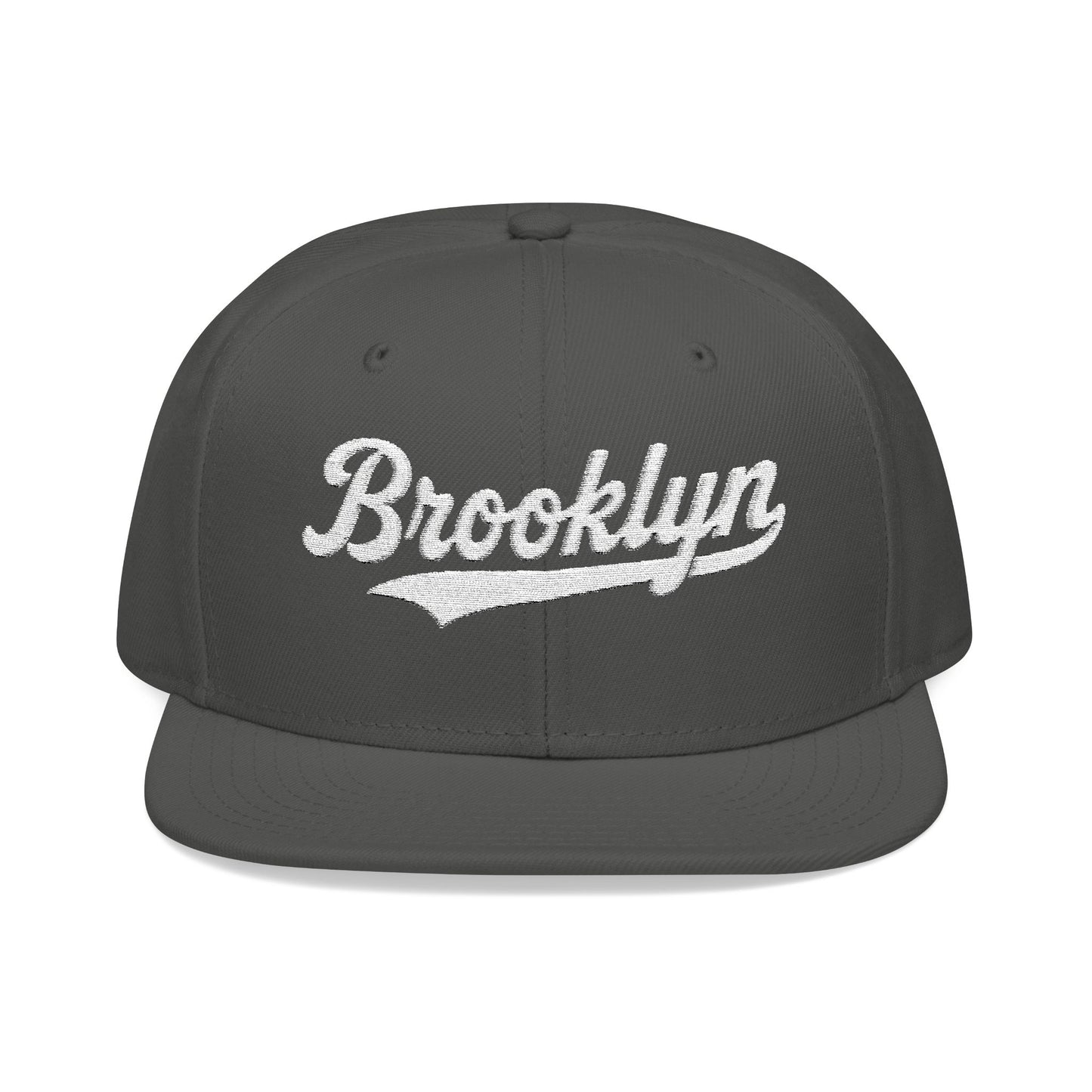 Dark gray baseball cap with "Brooklyn" embroidered in white script.