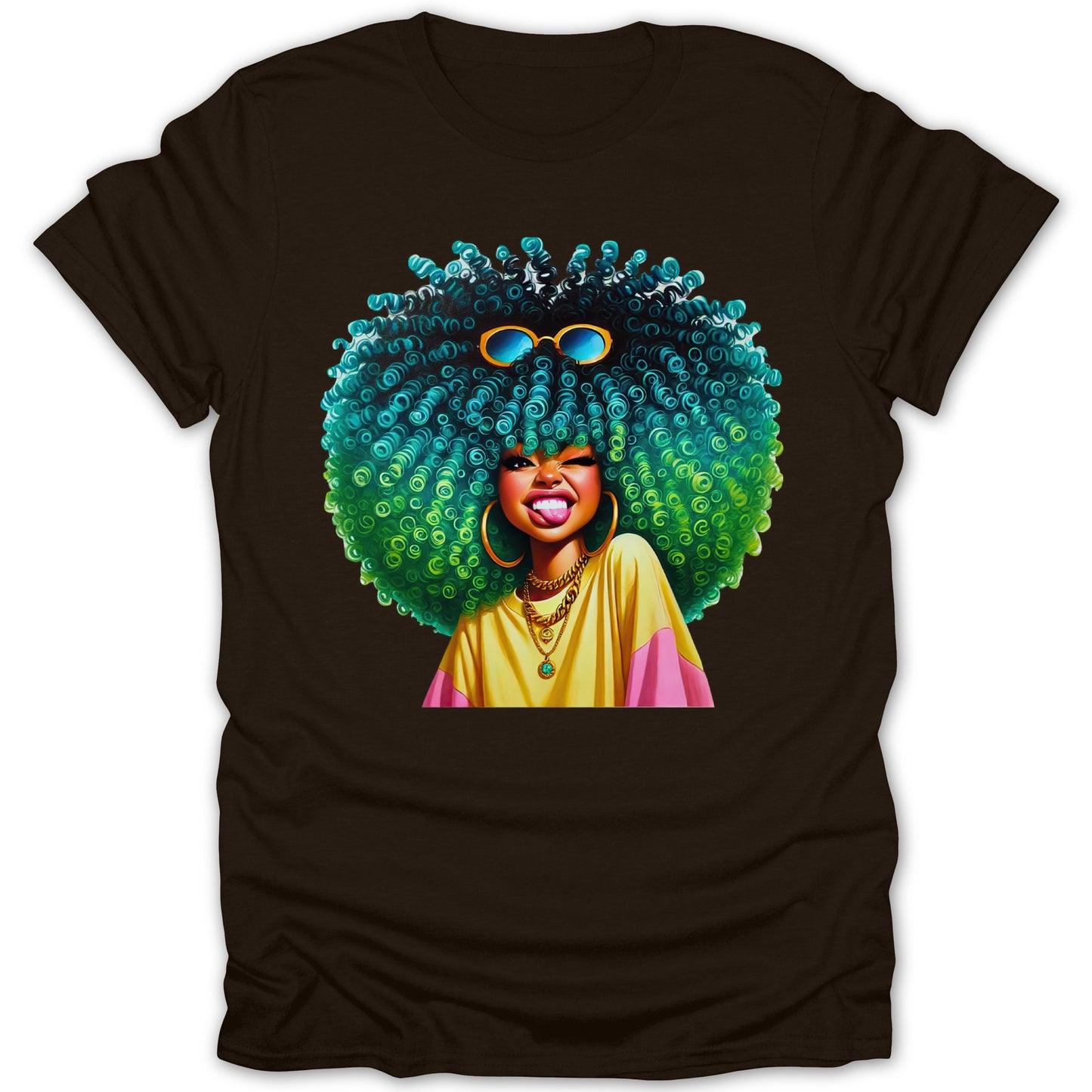 Urban Girl with Funky Afro Graphic T-shirt Product Type