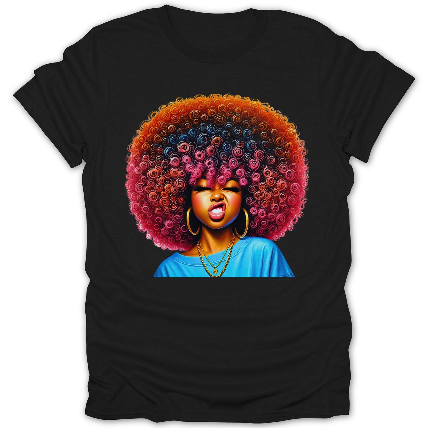 Funky Colorful Afro Artwork T-Shirt for Casual Wear product type