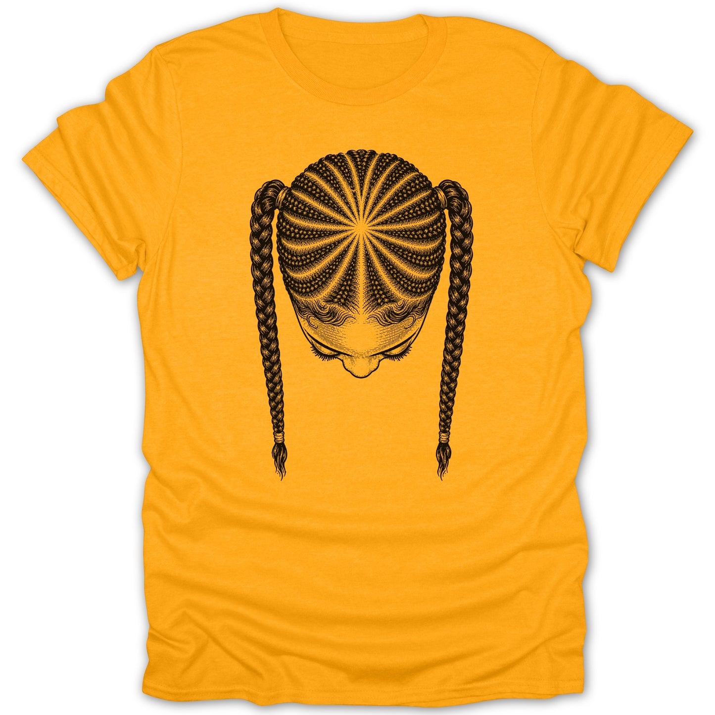 T-shirt with detailed illustration of braided hair.