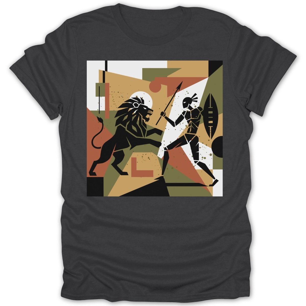 African Warrior Vs. Lion Abstract Tee - Zion Threadz