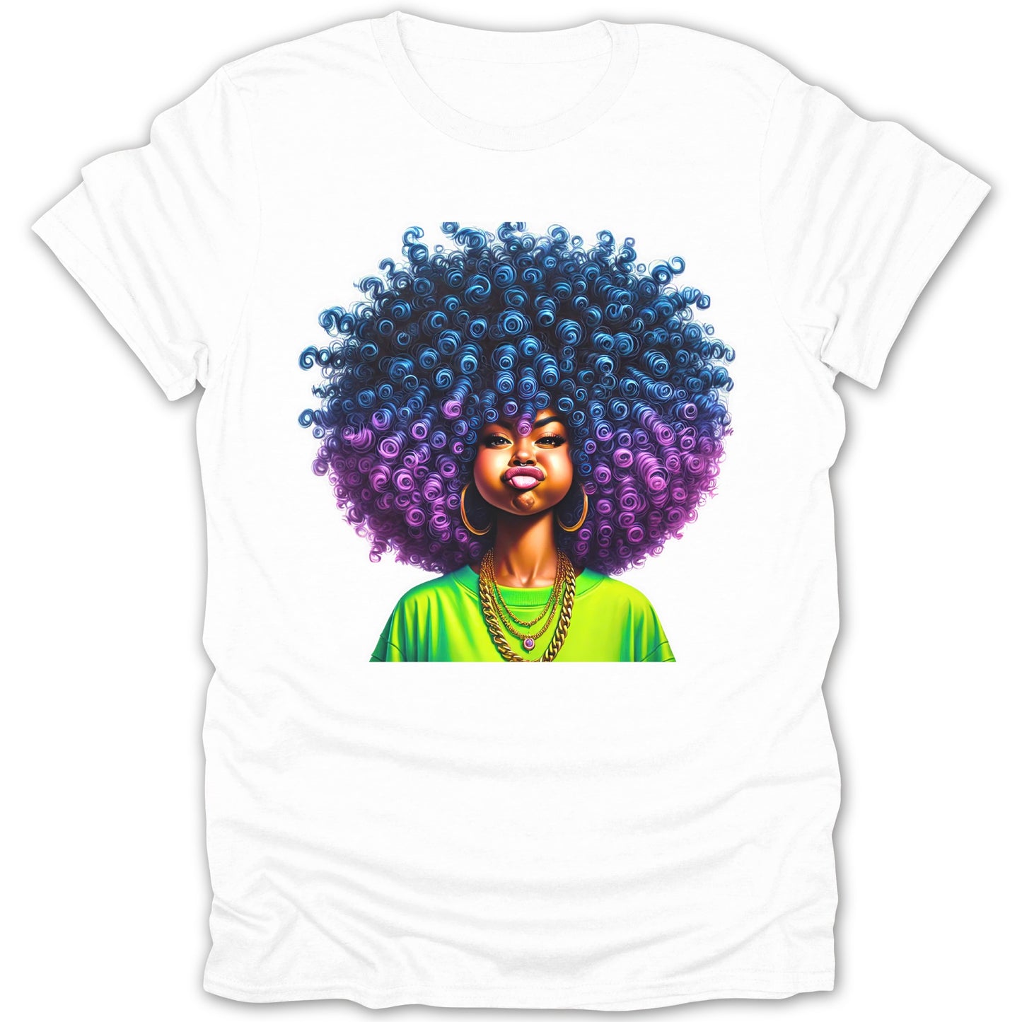 Vibrant Woman with Afro Artistic Design T-Shirt product type