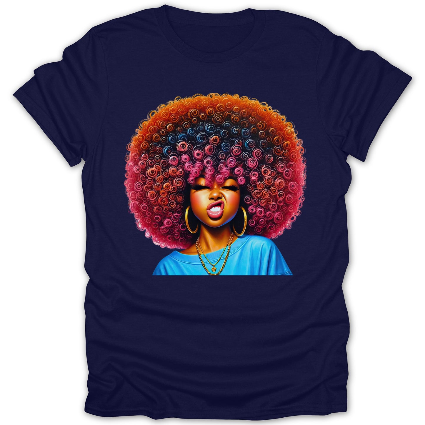 Colorful Afro Girl T Shirt Unique Graphic Tee product type