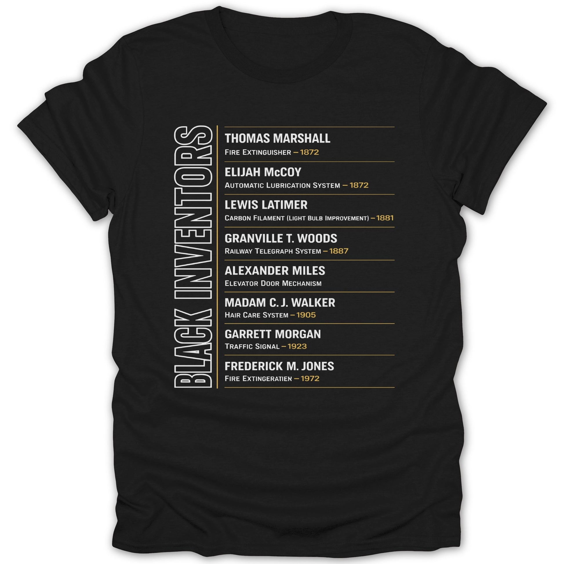 Black Inventors Celebratory T-Shirt with Historical Icons
