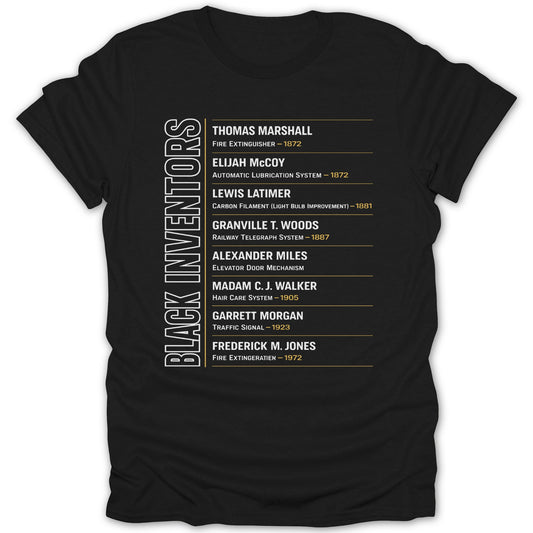Black Inventors Celebratory T-Shirt with Historical Icons