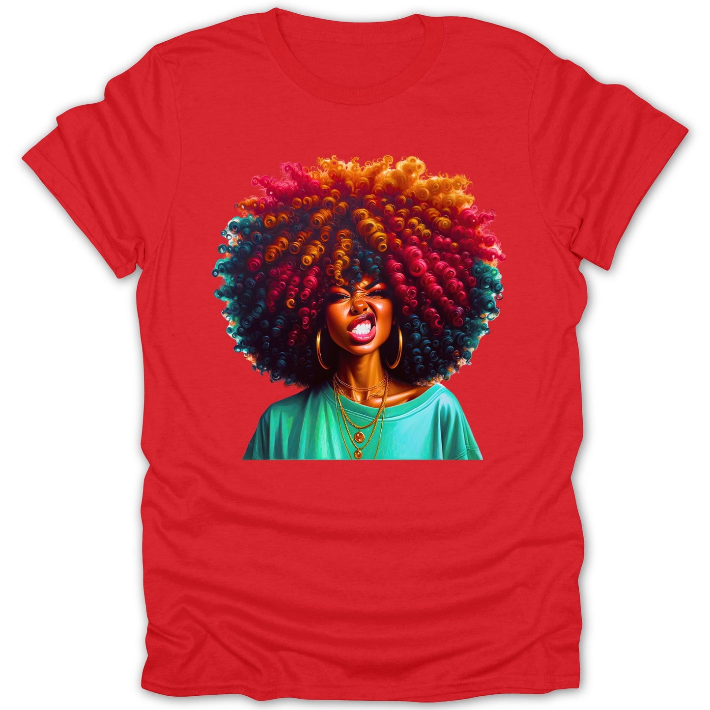 Bold Red T-Shirt with Colorful Graphic Print product type