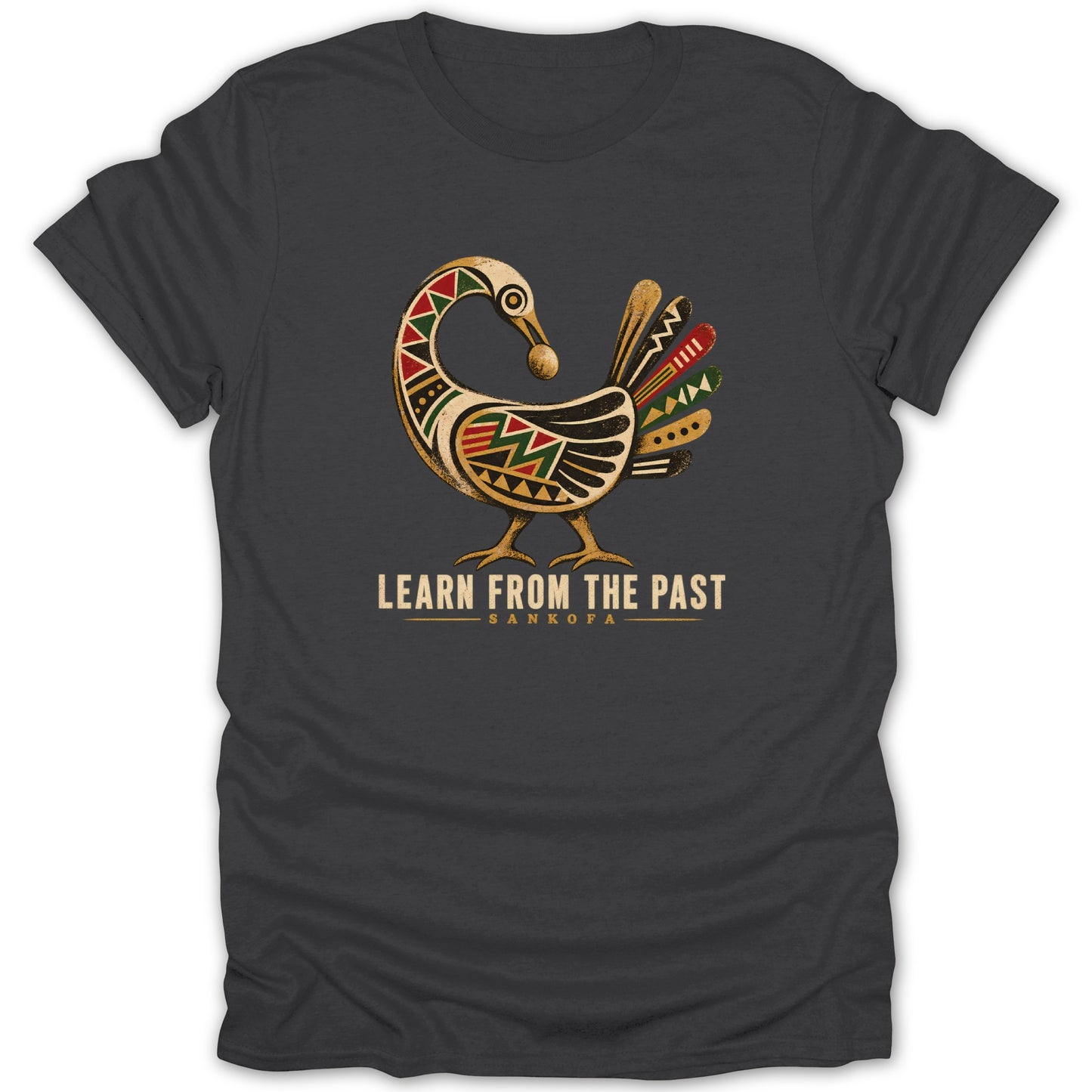 Sankofa bird graphic with text "LEARN FROM THE PAST".