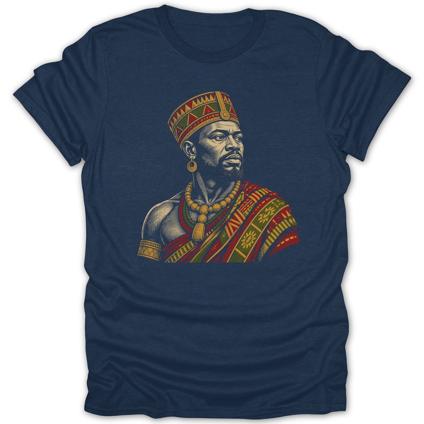 Illustration of a Black man wearing a traditional headdress and attire.