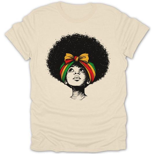Juneteenth Afro GIrl Pretty Headwrap Tee - Zion Threadz