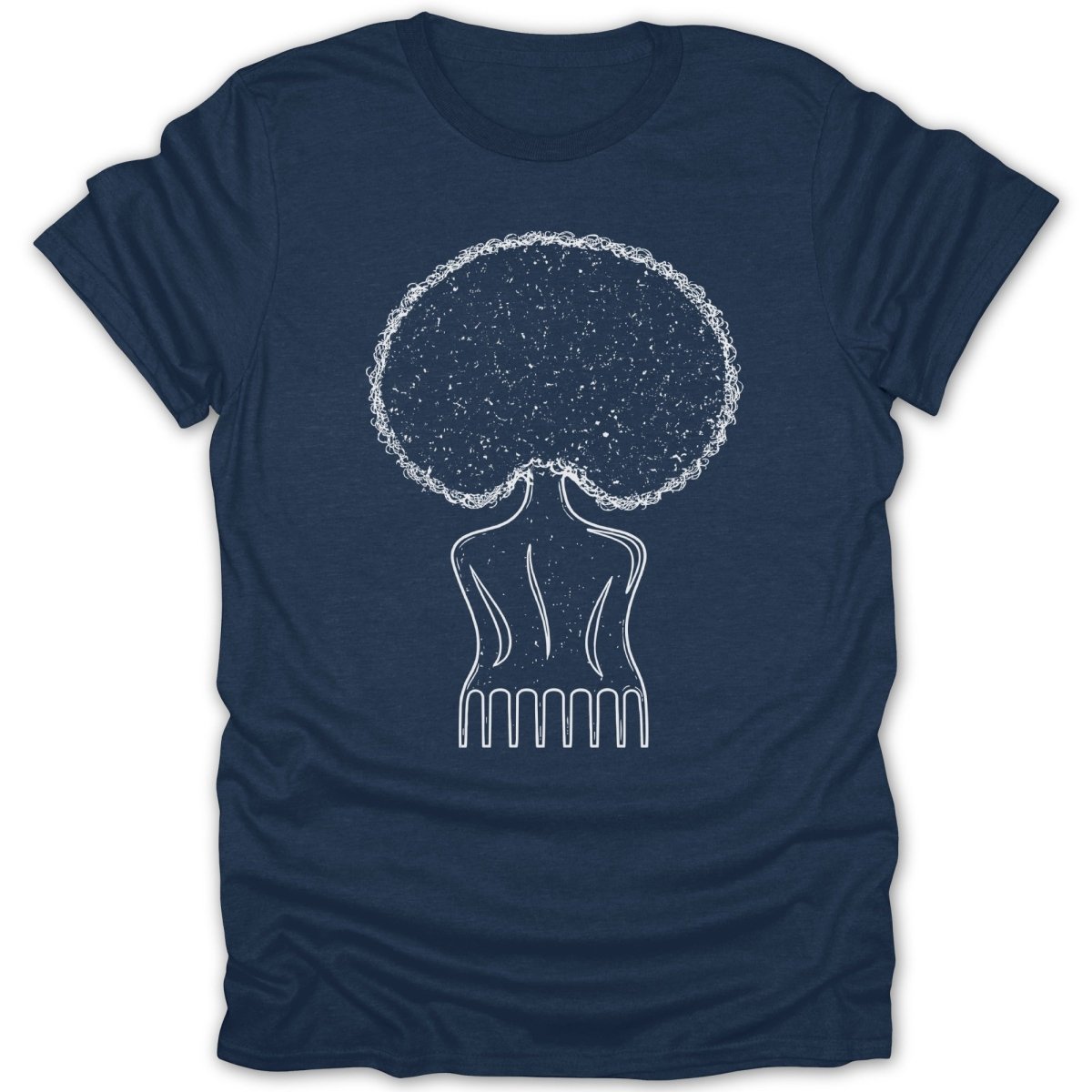 Afro Pick Girl Outline Tee - Zion Threadz
