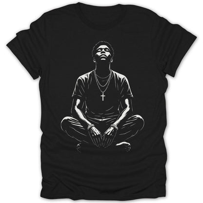 Contemplative Man Meditating Tee - Zion Threadz