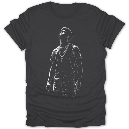 Afro Man Looking Up Tee - Zion Threadz
