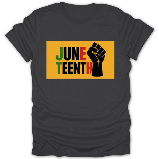 Juneteenth Gold Banner Fist Tee - Zion Threadz