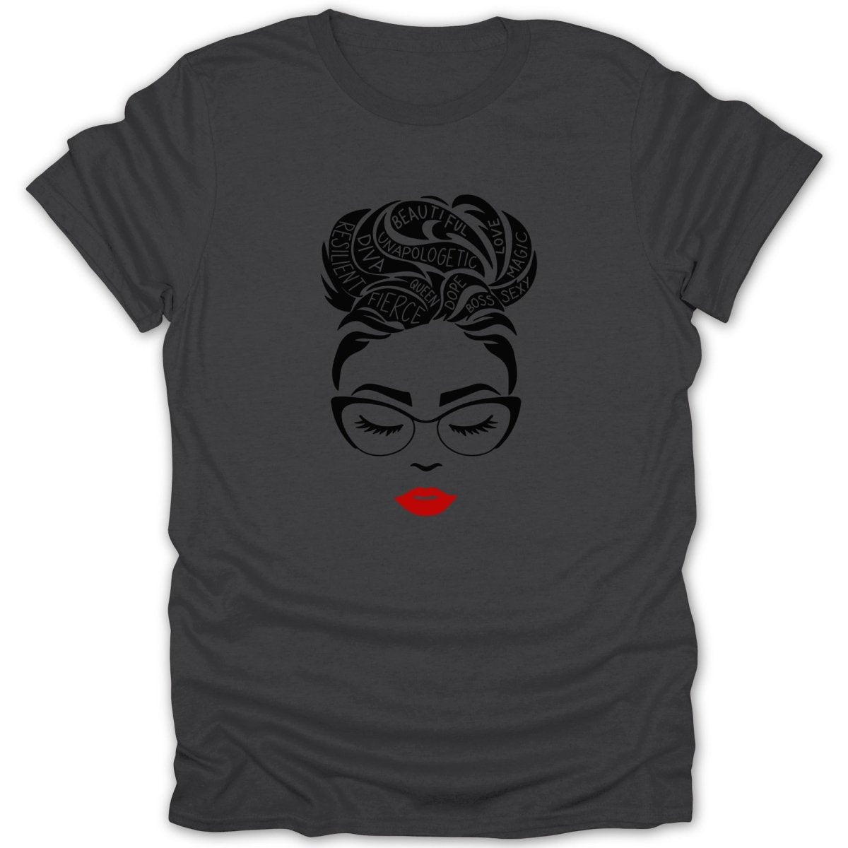 Black Woman Magic Words Red Lips Tee - Zion Threadz