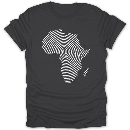 Africa Continent Fingerprint Black & White Tee - Zion Threadz