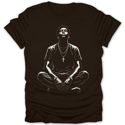 Contemplative Man Meditating Tee - Zion Threadz