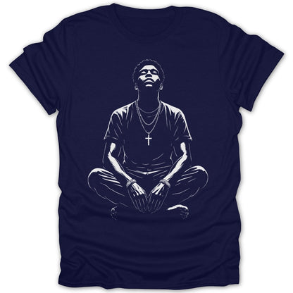 Contemplative Man Meditating Tee - Zion Threadz