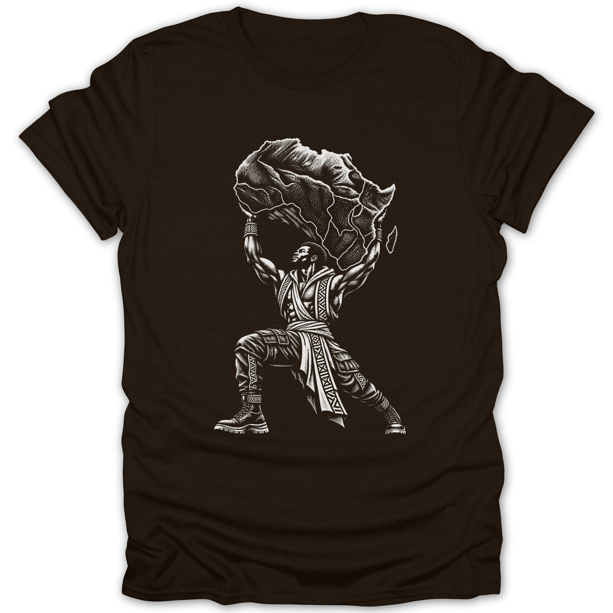 Man lifting the continent of Africa above his head.