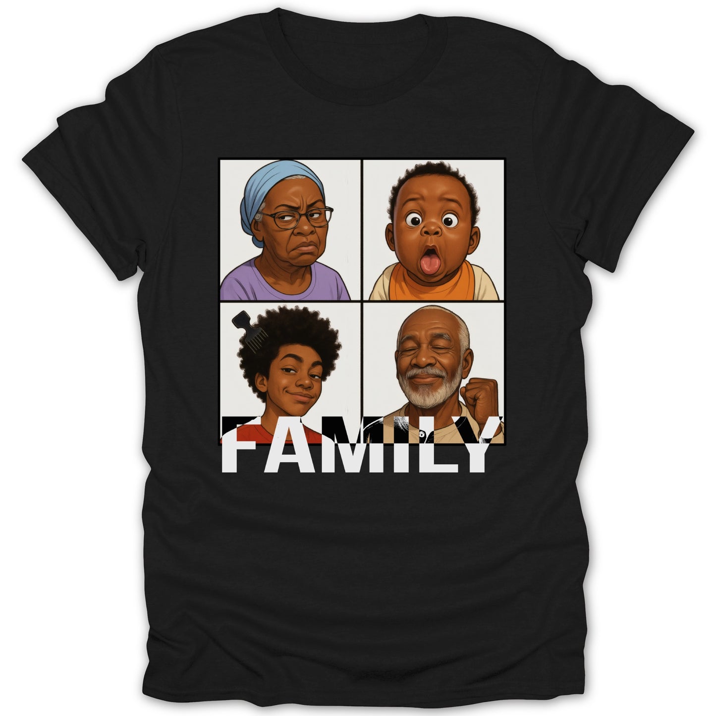 Family Faces Graphic Black T-Shirt product