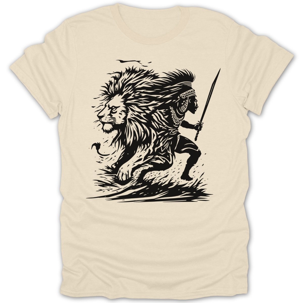 Lion and Warrior Silhouette Tee - Zion Threadz