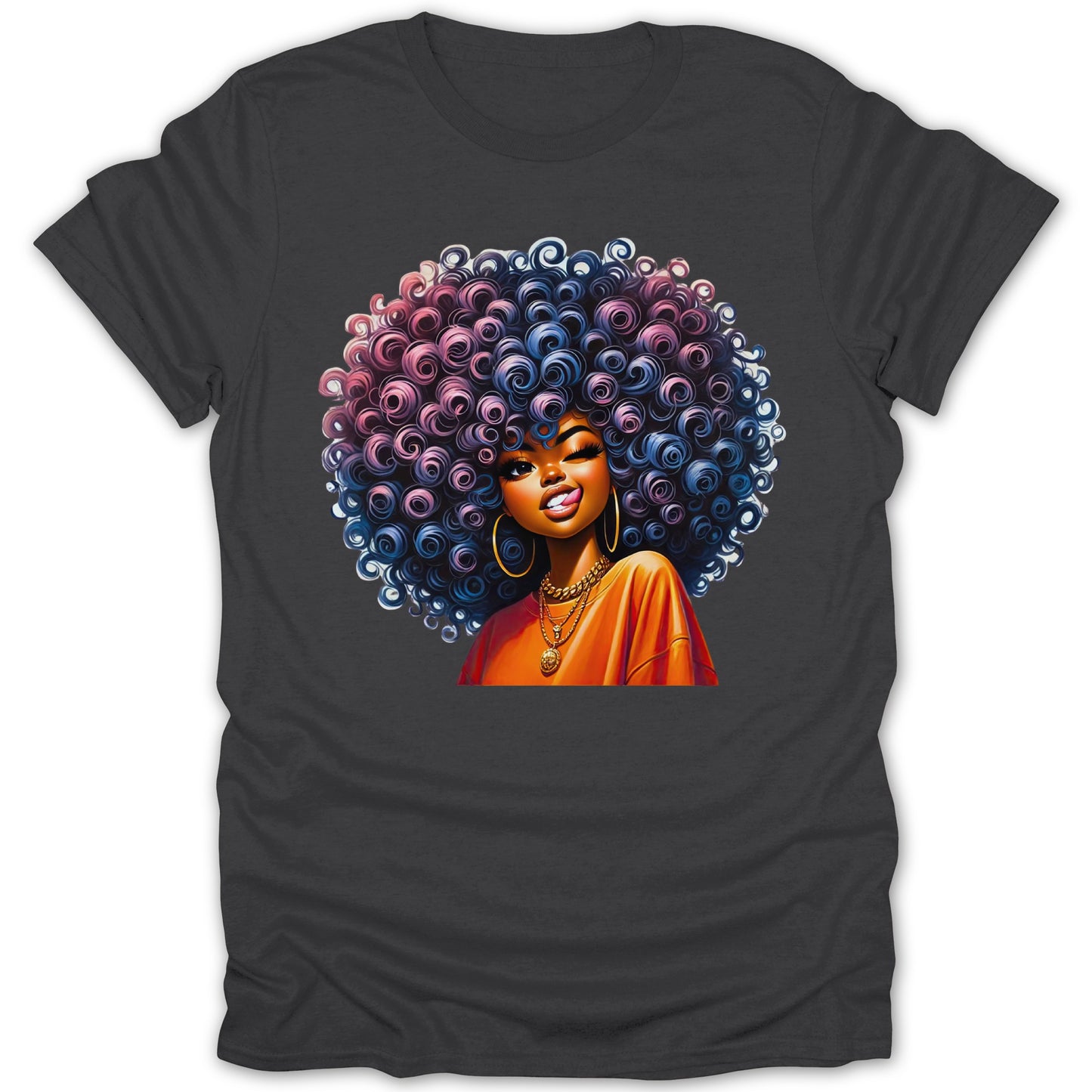 Vibrant Artistic Afro Woman Design Tee Shirt product