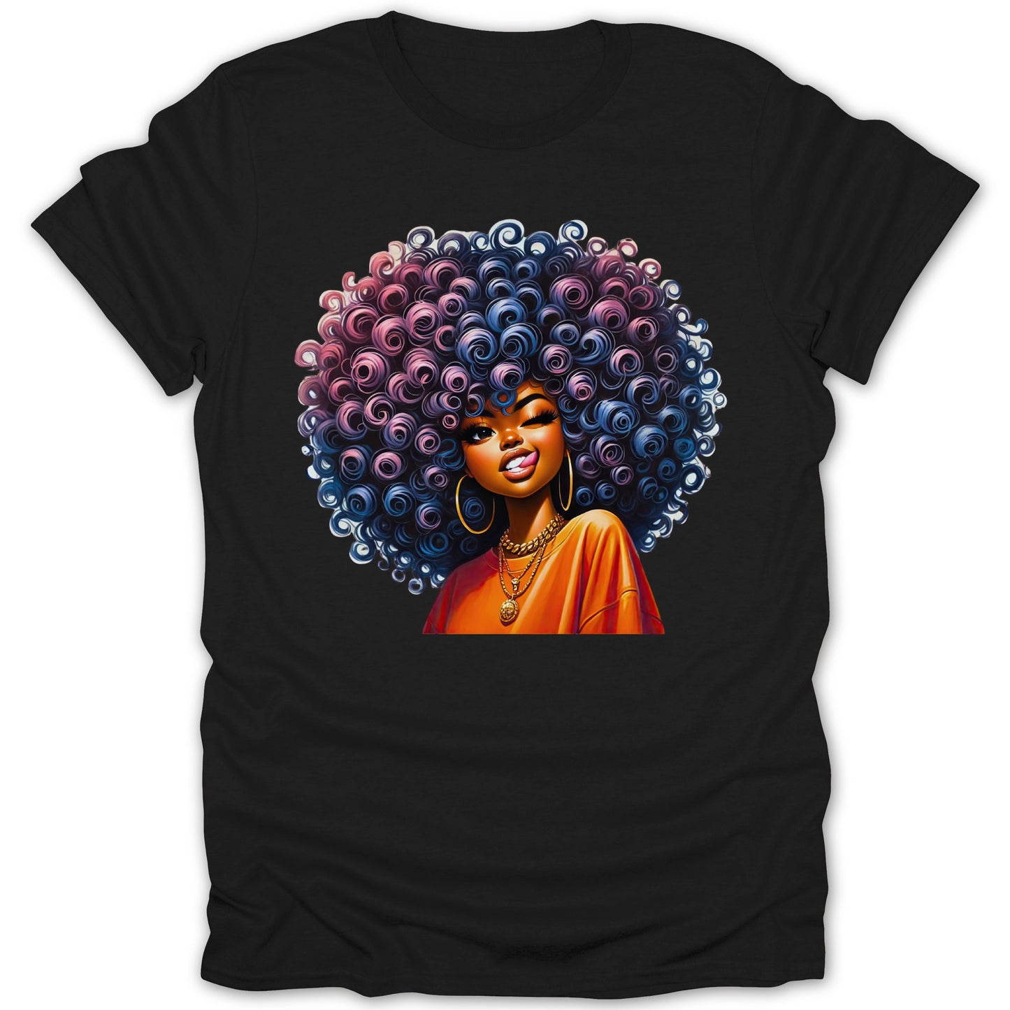 Colorful Afro Portrait Graphic T-Shirt product type