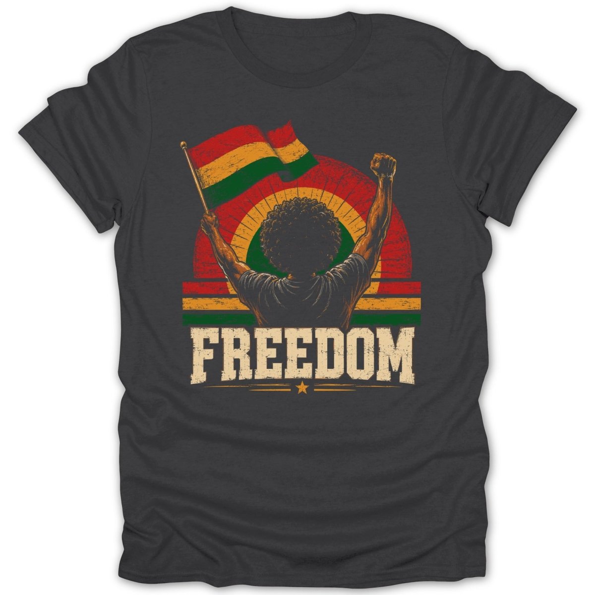 Juneteenth Freedom Raised Flag Tee - Zion Threadz