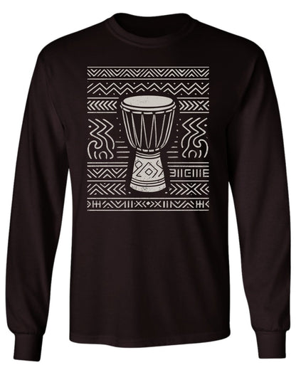 Tribal Drum Pattern Long Sleeve Tee - Zion Threadz