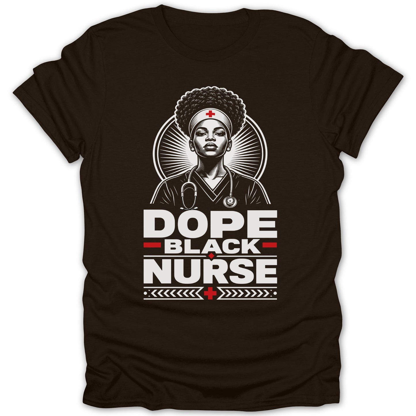 Illustration of a nurse with text "DOPE BLACK NURSE"