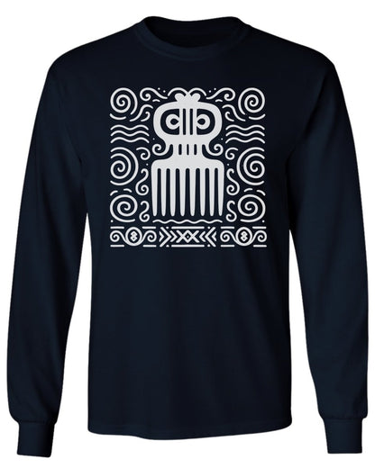 Adinkra Comb Pattern Long Sleeve Tee - Zion Threadz