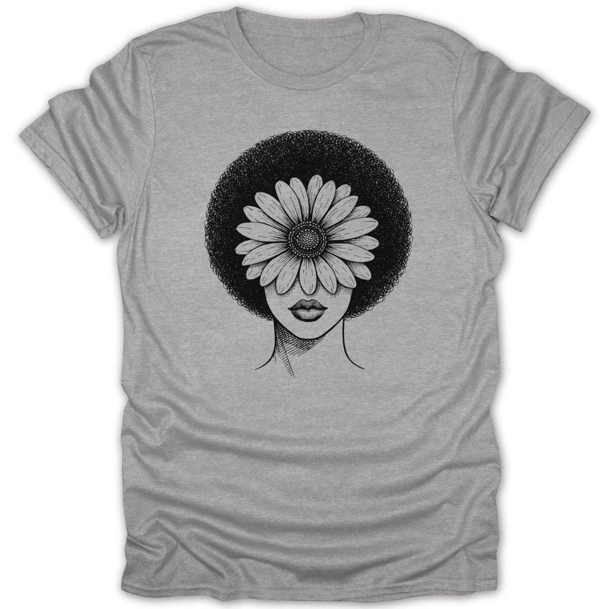 Afro Woman Daisy Flower Tee - Zion Threadz